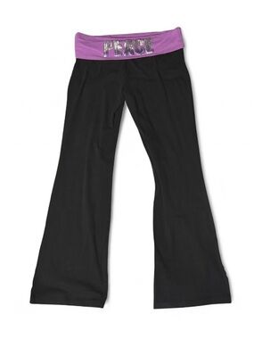 Vintage No Boundaries Y2K Foldover Flare Leggings “Peace” Sequins